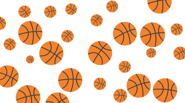 Pattern ball design with scattered orange basketball icons, ideal for sports themed backgrounds, merchandise, and decor with a dynamic look.