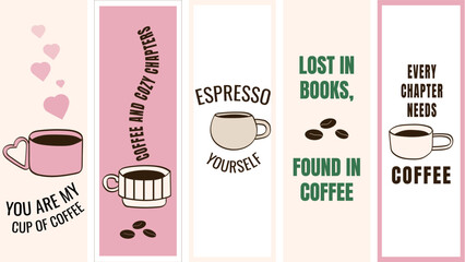 Coffee & Books Bookmark Set   Cozy Reading Collection © Anna