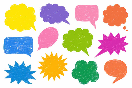 Colorful Speech And Thought Bubbles Vector Illustration On White Background