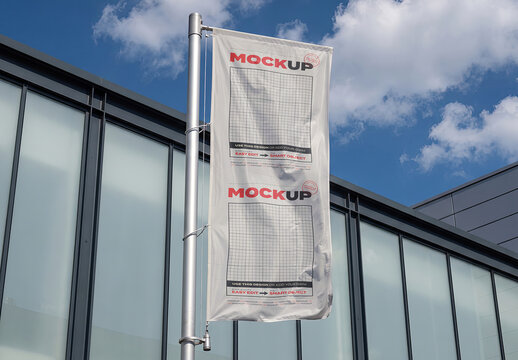 Long Flag Banner Realistic Mockup