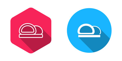 Filled and outline Sushi icon isolated with long shadow background. Traditional Japanese food. Vector © Iryna