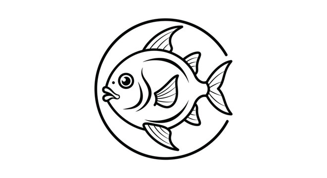 Circular sunfish vector logo on white background.