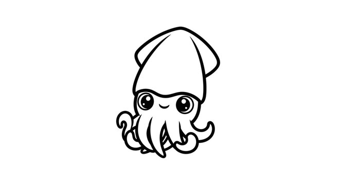 Cute cartoon baby squid character with large eyes.