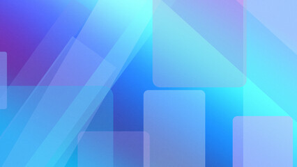 Fototapeta premium Abstract geometric shapes in blue and purple create a futuristic overlay look, with soft gradients and subtle rectangles, ideal for tech and design layouts with copy space.