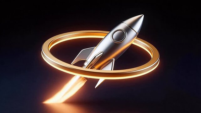 Silver rocket with glowing ring