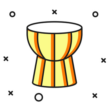 Filled outline African darbuka drum icon isolated on white background. Musical instrument. Flat filled outline style with shadow. Vector