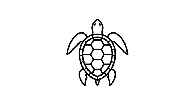 Geometric sea turtle top view shell pattern icon.