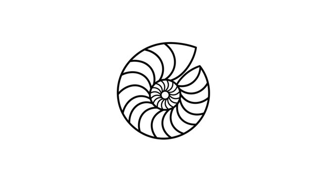 Minimalist spiral nautilus shell silhouette icon.