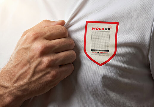 Realistic Emblem Embroided Logo on Sport Shirt Mockup