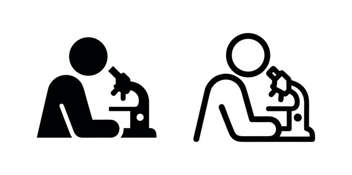 Scientist Using Microscope Icon