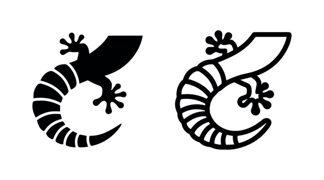 Lizard or gecko tail icon in glyph and outline style