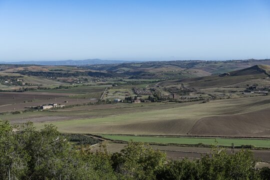 Overlook over the Scenery around the Necropolis of Tarchuna, Unesco world heritage site Tarquinia, Italy