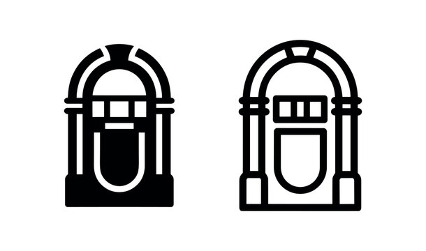 Retro jukebox icon. Vintage music player for entertainment and nostalgia.