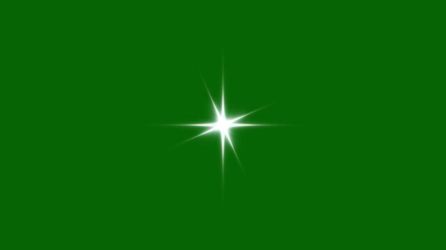 Twinkling retro stars animation.Fairy dust wand glitter stars 4K video. Flat vector doodle stars blinking, sparkling energy light explosion loop for magical . green Screen, Seamless 4K Loop