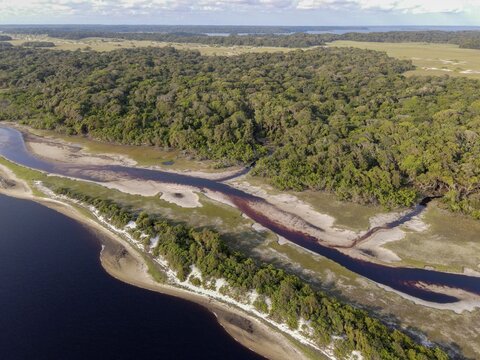 Landscape in Loango National Park, Parc National de Loango, aerial view, Ogoou&eacute;-Maritime Province, Gabon