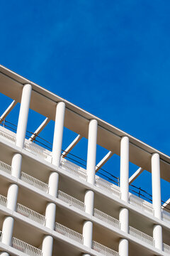 Curved balconies reveal new apartments architecture in La Confluence, Lyon, France, where residential development gives an urban building presence in the district