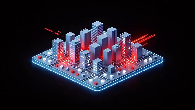 Futuristic cityscape on digital platform