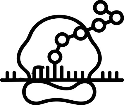 Ribosome protein synthesis icon, translation process, mRNA and polypeptide chain