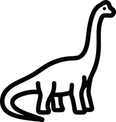 Simple Line Art Dinosaur Icon, Brontosaurus Silhouette, Minimalist prehistoric creature vector © Candrarafz
