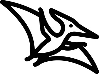 Pterodactyl Silhouette Icon: Hand Drawn Flying Dinosaur Vector © Candrarafz