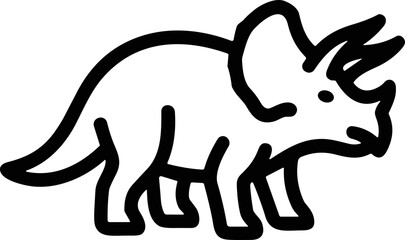 Triceratops dinosaur outline, simple line art, prehistoric creature icon, white background © Candrarafz