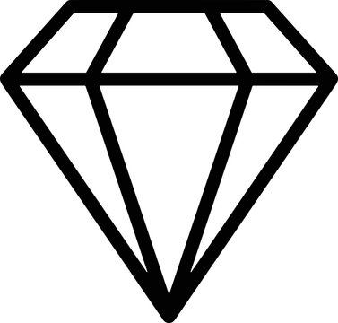 Minimalist diamond outline icon, simple geometric gemstone symbol, black and white.