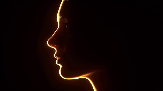 Profile silhouette with glowing outline