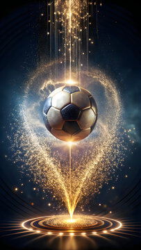 Soccer ball orbiting cosmic space explosion