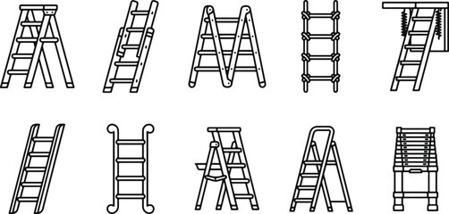 Various types of ladders in black and white © MUKTARANI