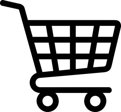 Shopping Cart Icon - Simple Black Outline Vector Illustration