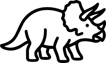 Triceratops Dinosaur Icon, Line Art Illustration, Prehistoric Creature © ijj