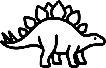 Stegosaurus Dinosaur Icon Outline Drawing Simple Vector Illustration © ijj