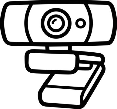 Webcam Icon - Simple Line Drawing of a Modern Computer Camera