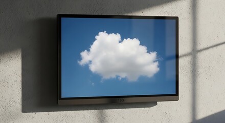 Fototapeta premium Fluffy white cloud floating in clear blue sky.