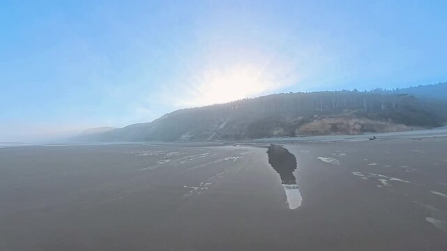 Panning Over Hobbit Beach at Sunrise Along the Oregon Coast