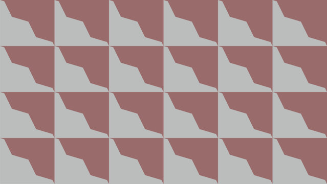 Abstract geometric seamless pattern with repeating staircase shapes in dusty rose and gray colors