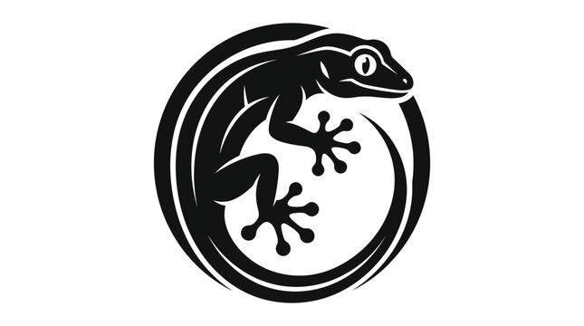 Circular gecko lizard emblem design.