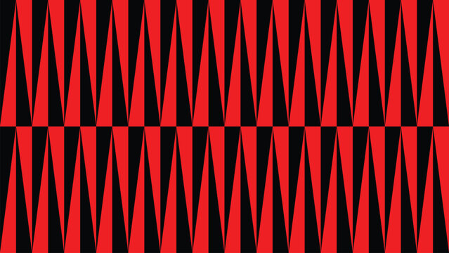 Abstract geometric seamless pattern of red and black sharp triangles background texture