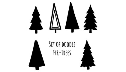 Obraz premium Imagine a set of doodle fir trees for winter forest graphics