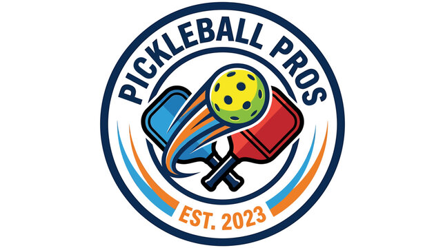 Pickleball racket and ball logo.