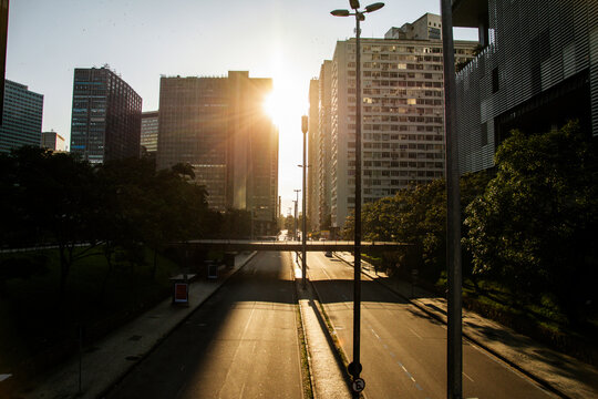 urban city of Rio de Janeiro at dawn without anyone