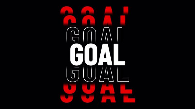 Goal Typography Animation with Reflection | Football Soccer Goal Celebration | Bold Sports Score Text Motion Graphic | Dynamic Title Reveal | Alpha Channel
