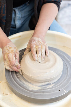 centering lump of clay