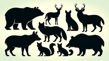 Fototapeta premium wild animals silhouettes