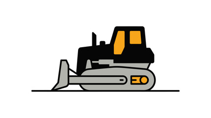 Bulldozer Flat Vector Illustration © mboku