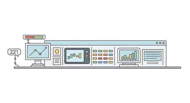 Business process workflow diagram with icons and flow arrows.