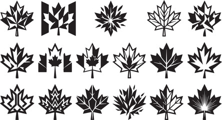 Fototapeta premium Angular Leaf Mark Collection with Contemporary Botanical Glyph Shapes for Creative Projects