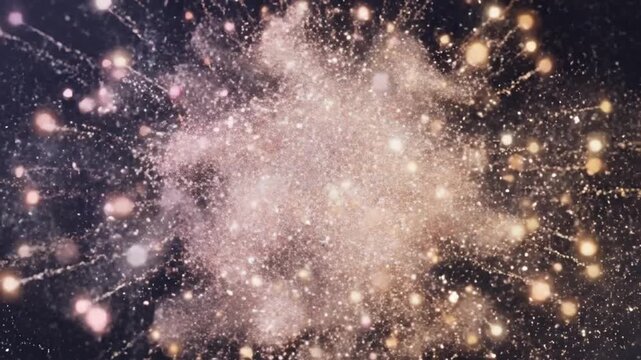 Abstract background featuring a bright golden explosion of light particles and glitter.