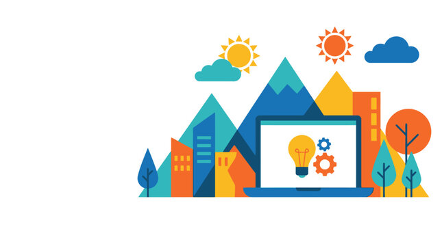 Digital innovation transforming urban landscapes, harmonizing technology with natural environments for sustainable growth and a greener future