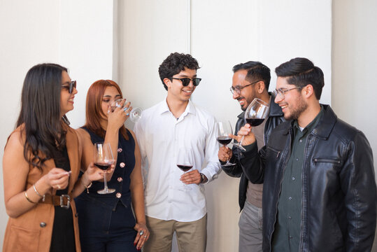 Friends having good time Drinking Wine
